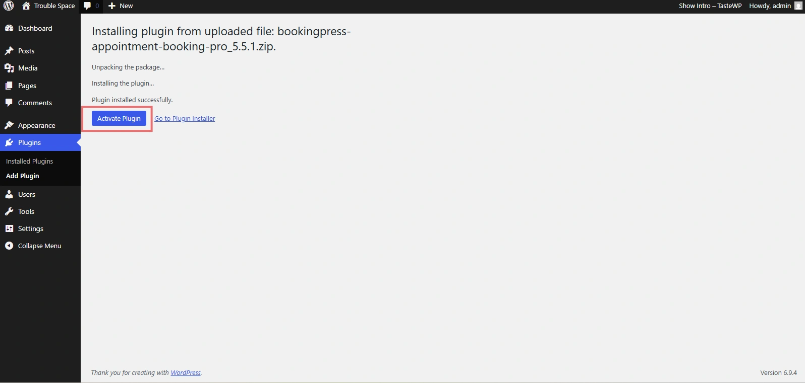 Activate Plugin