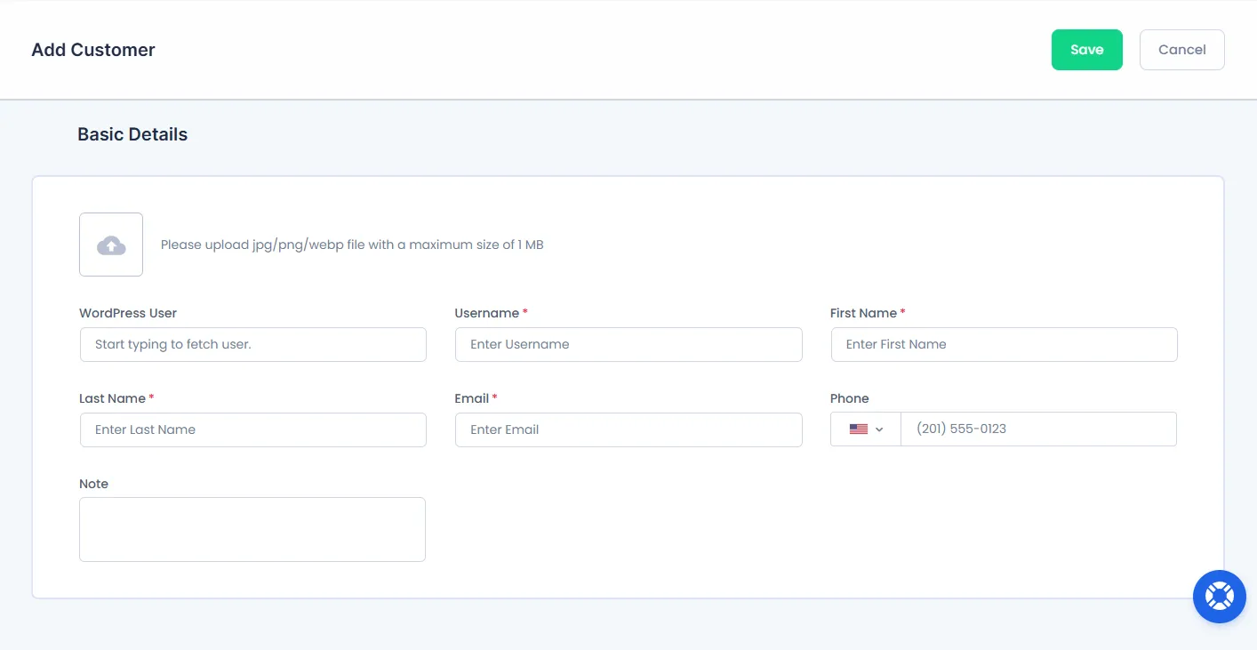 Add Customer Page