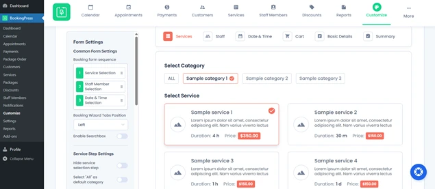 customize bookingpress booking form