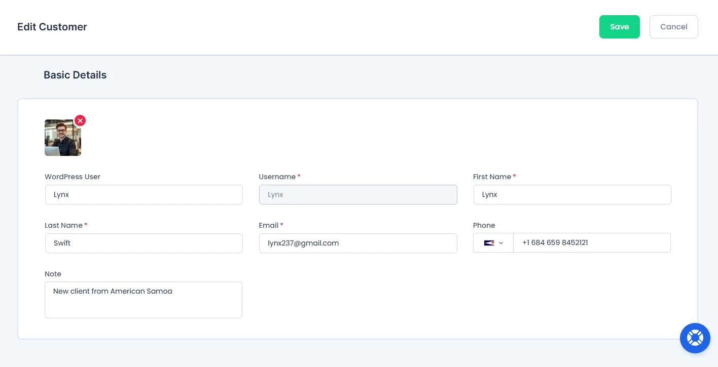 Edit Customer Page