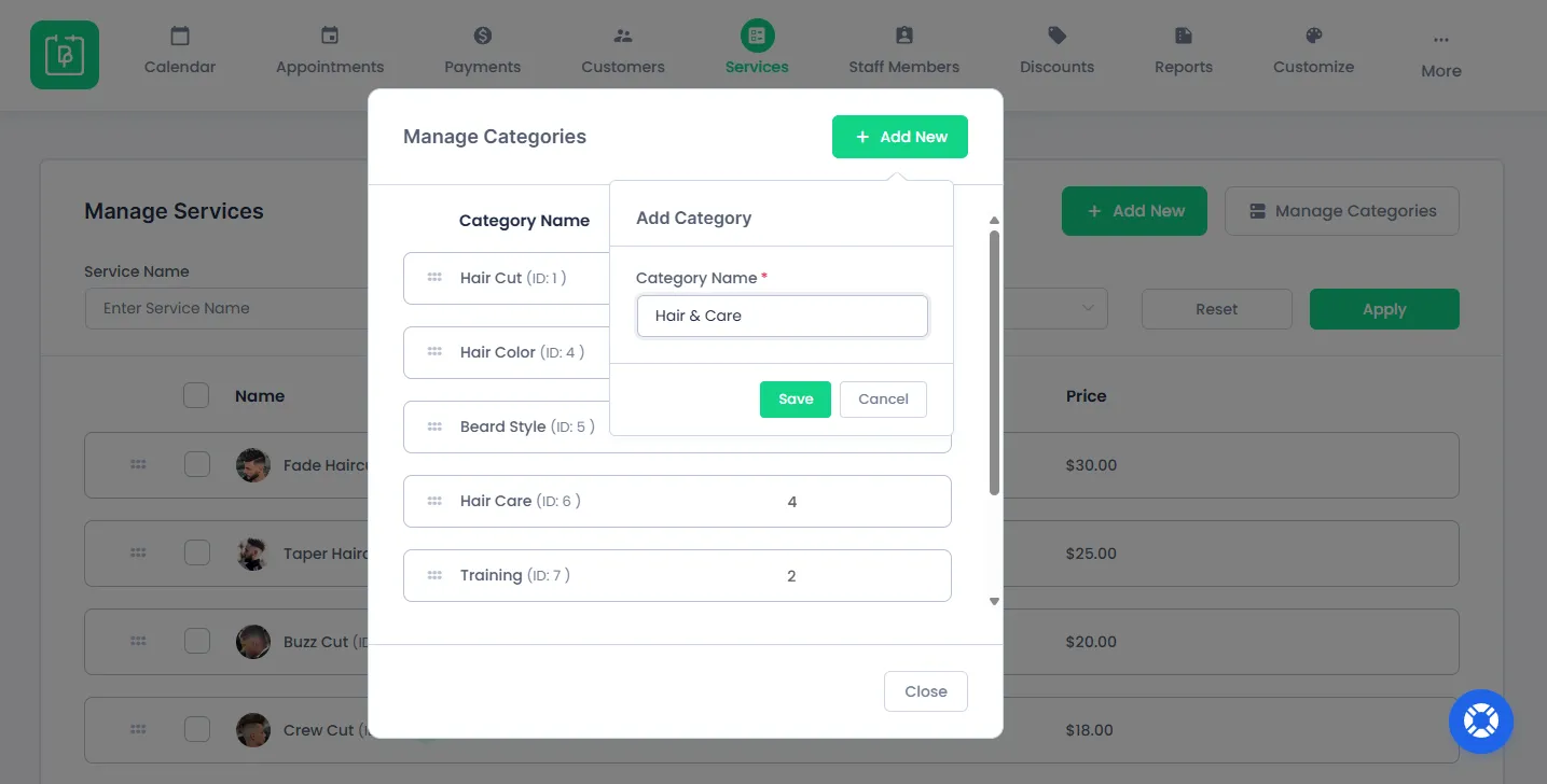Manage Categories