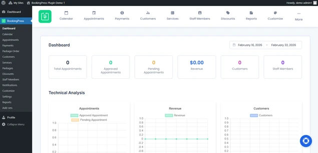 bookingpress dashboard