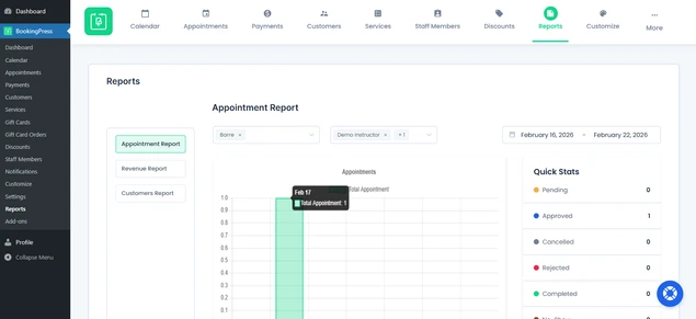 bookingpress reports