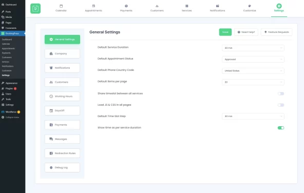 BookingPress general settings