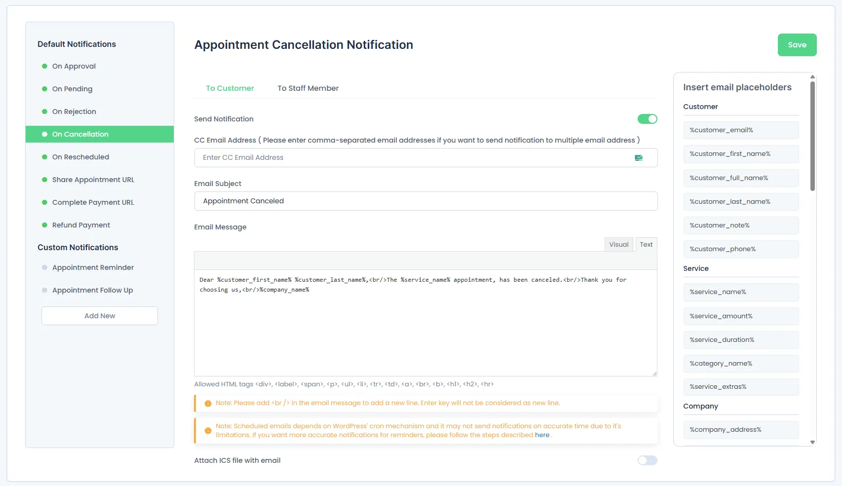 On Appointment Cancellation