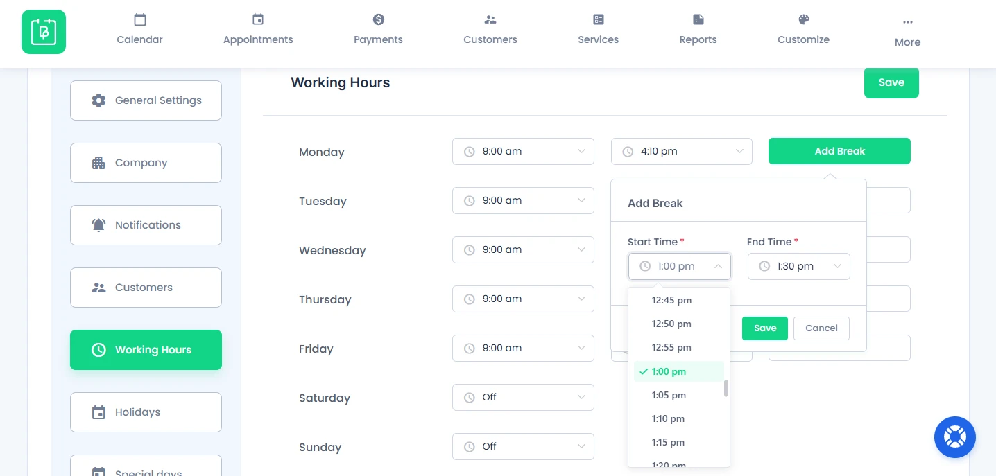 Add Break Hours