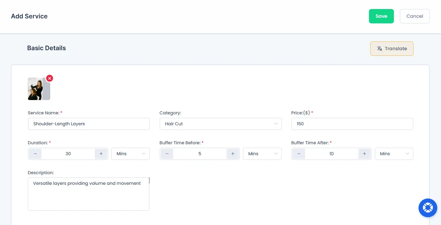 Add Service Page