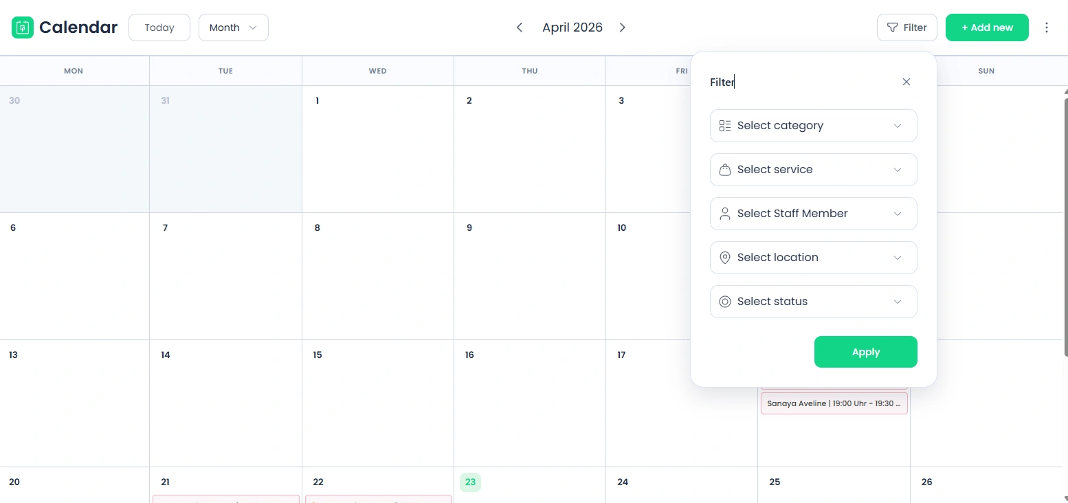 Appointments with Filters