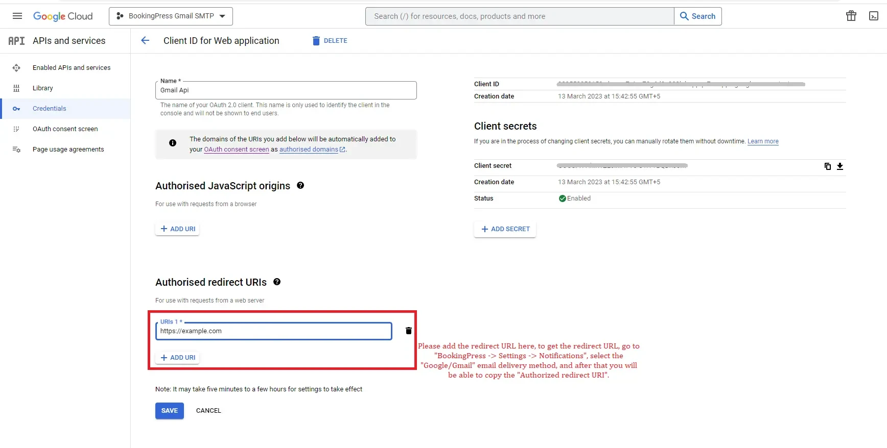 Authorized Redirect URL