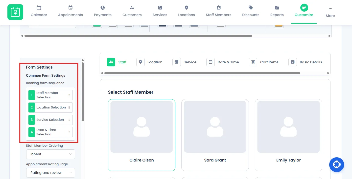 Booking Form Sequence