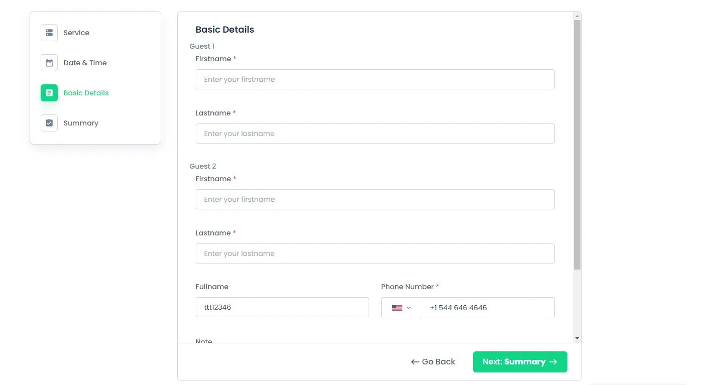 Basic Details page