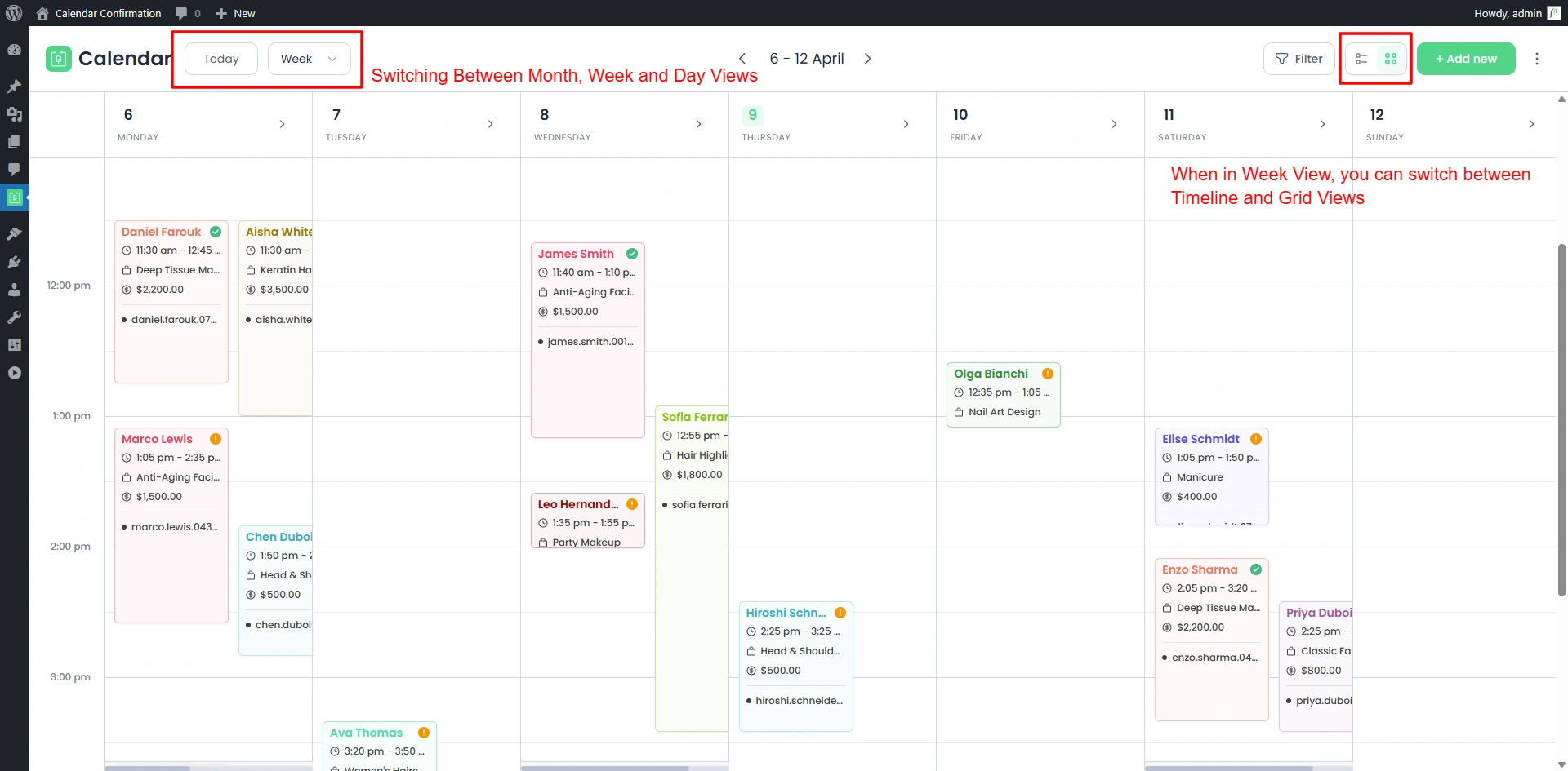 BookingPress Calendar