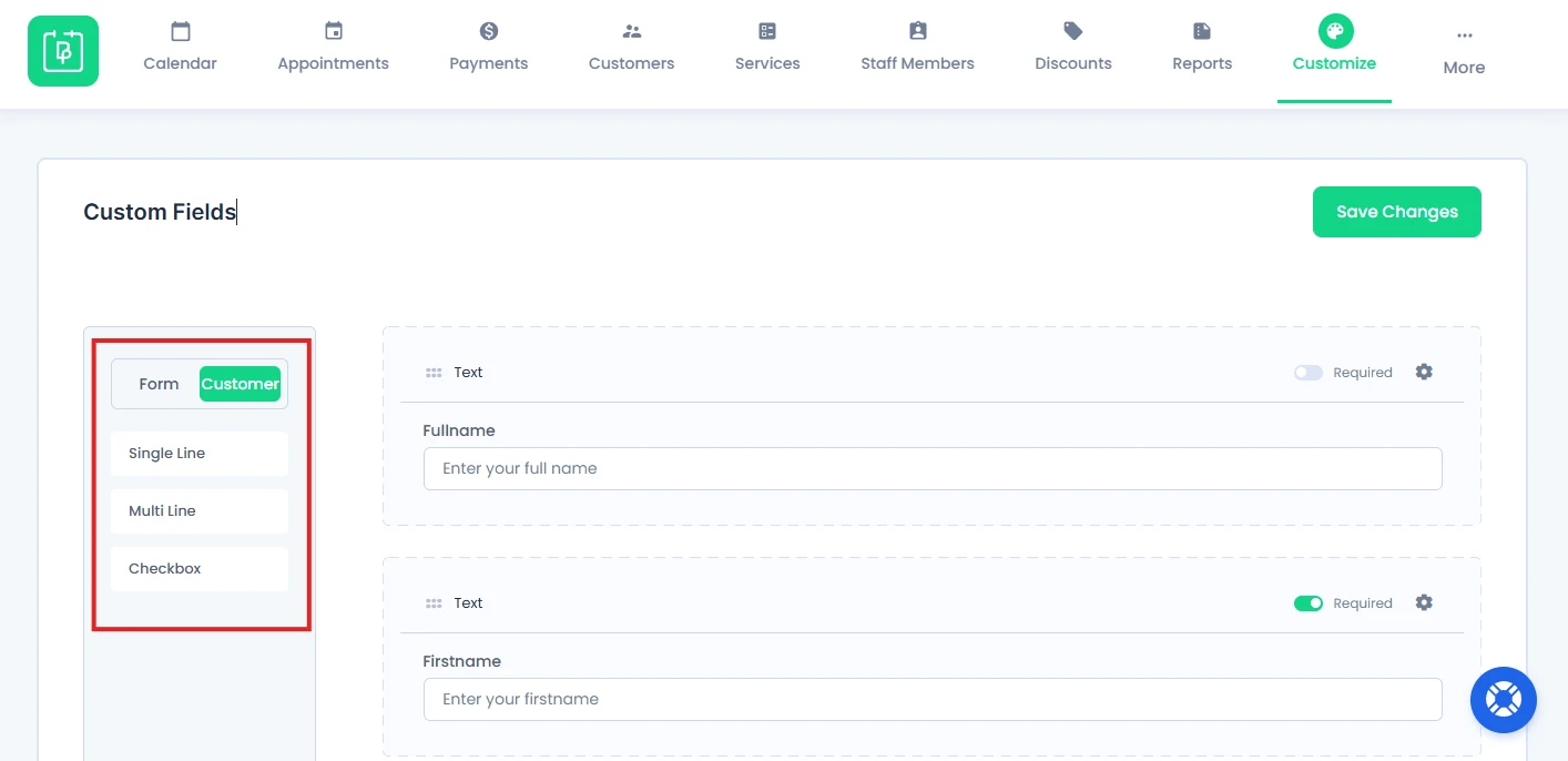 Customer Fields