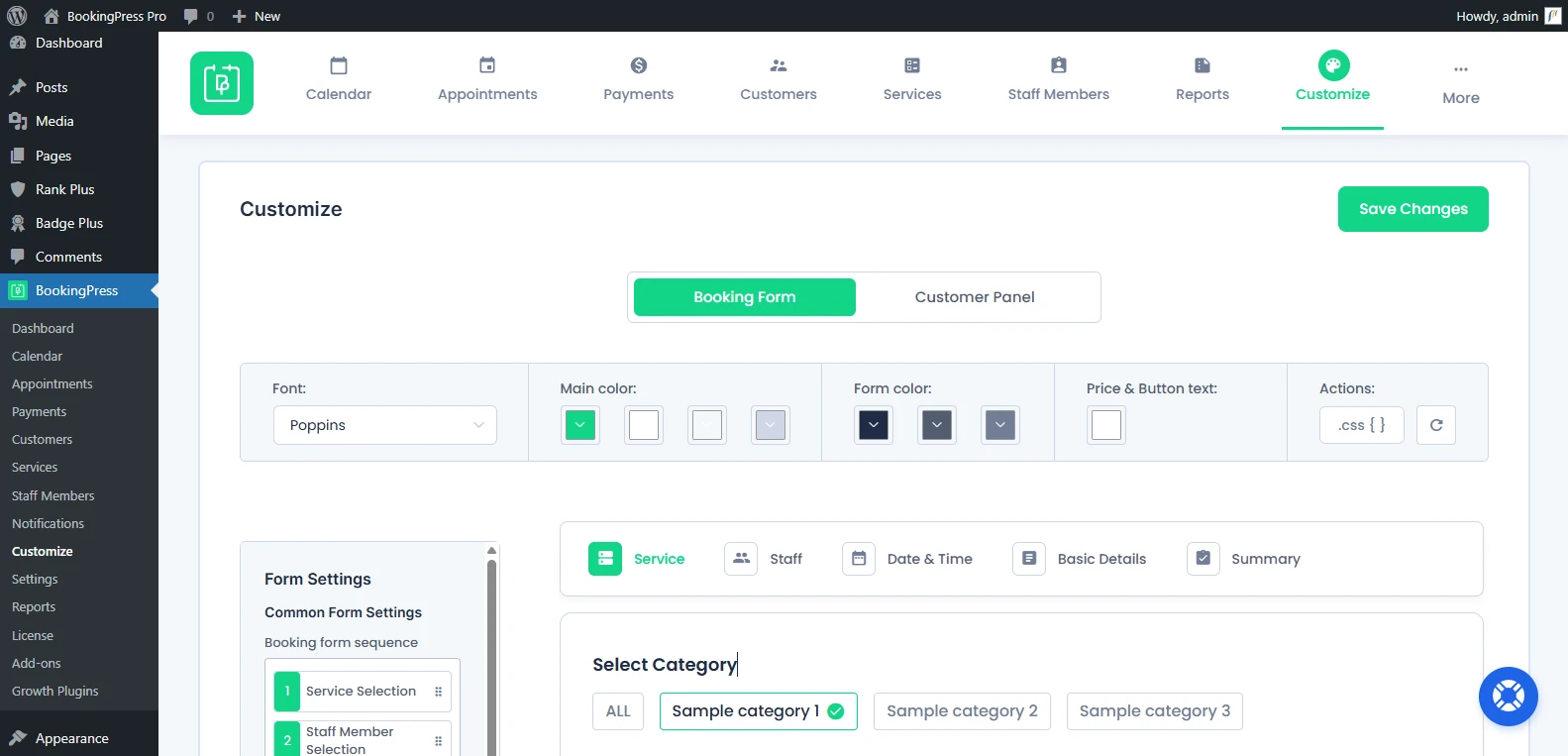 Customize Booking Form