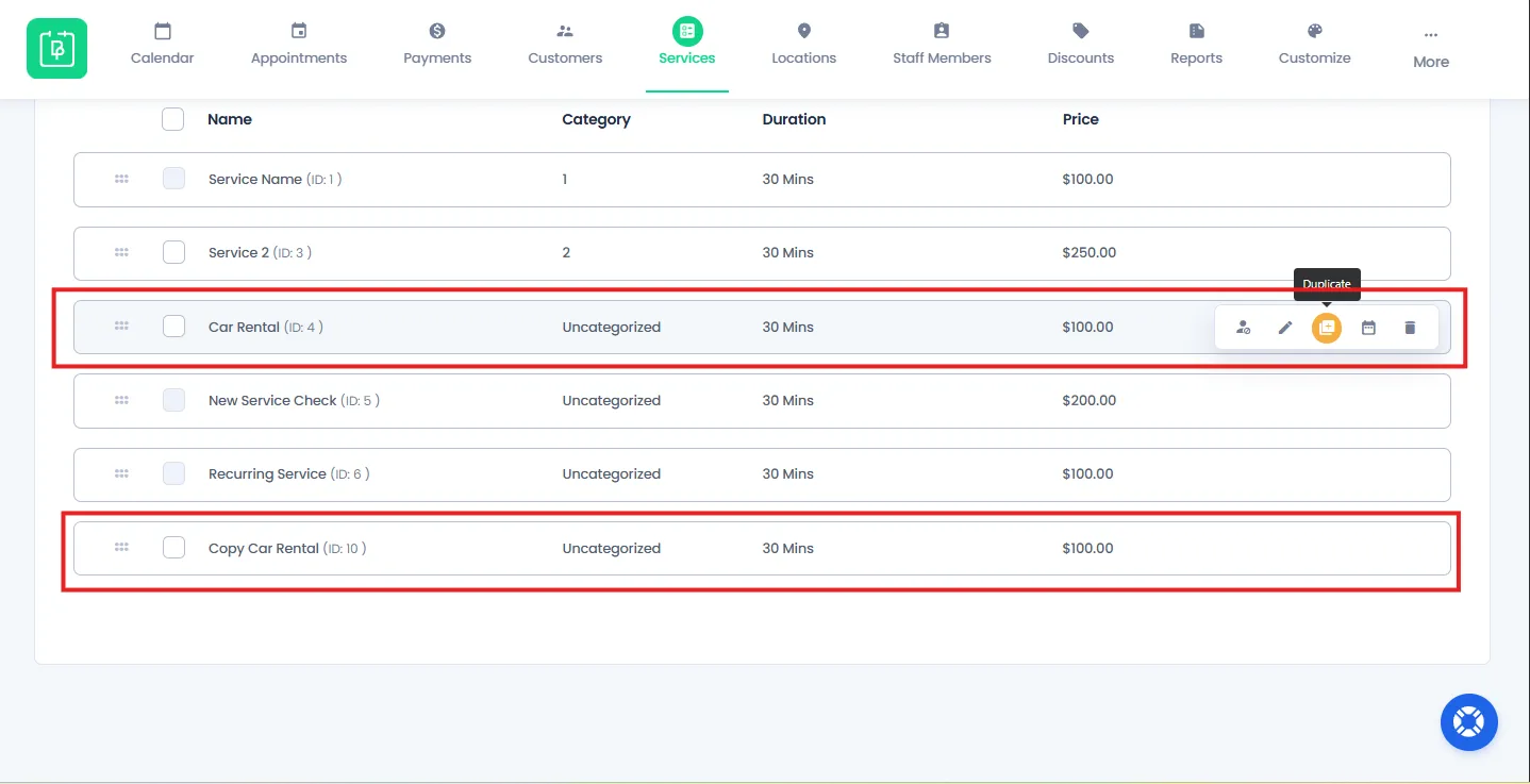 Duplicate Service