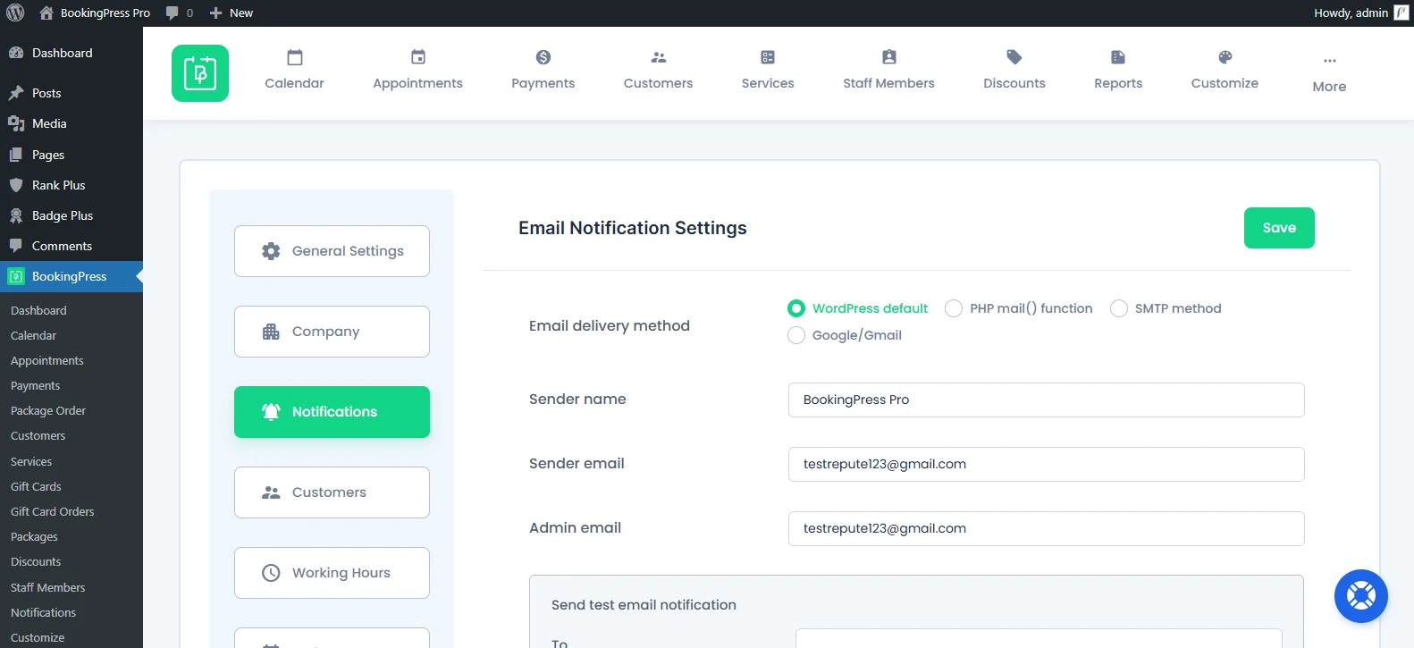 Email Notification Settings