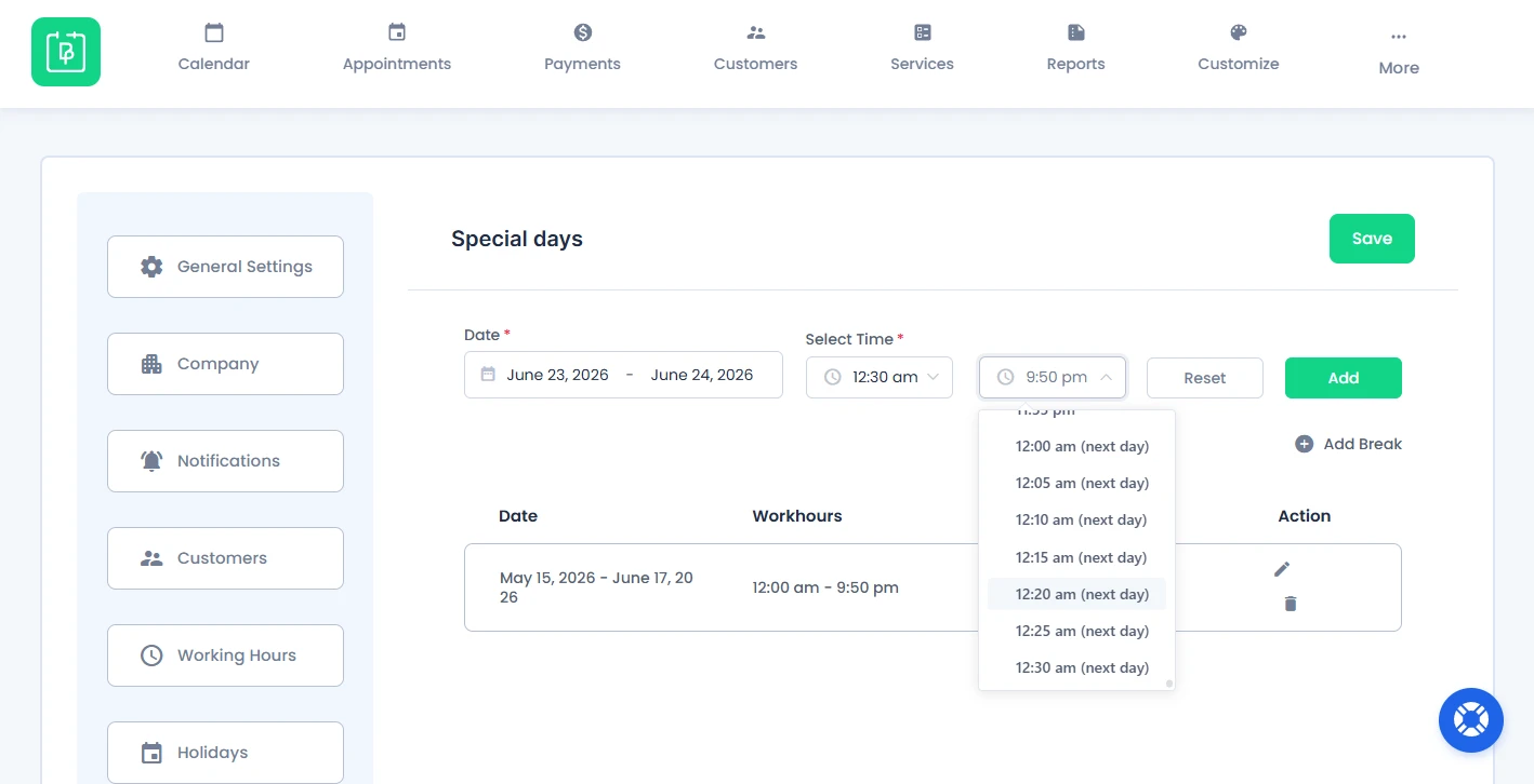 Overnight Bookings for Special Days