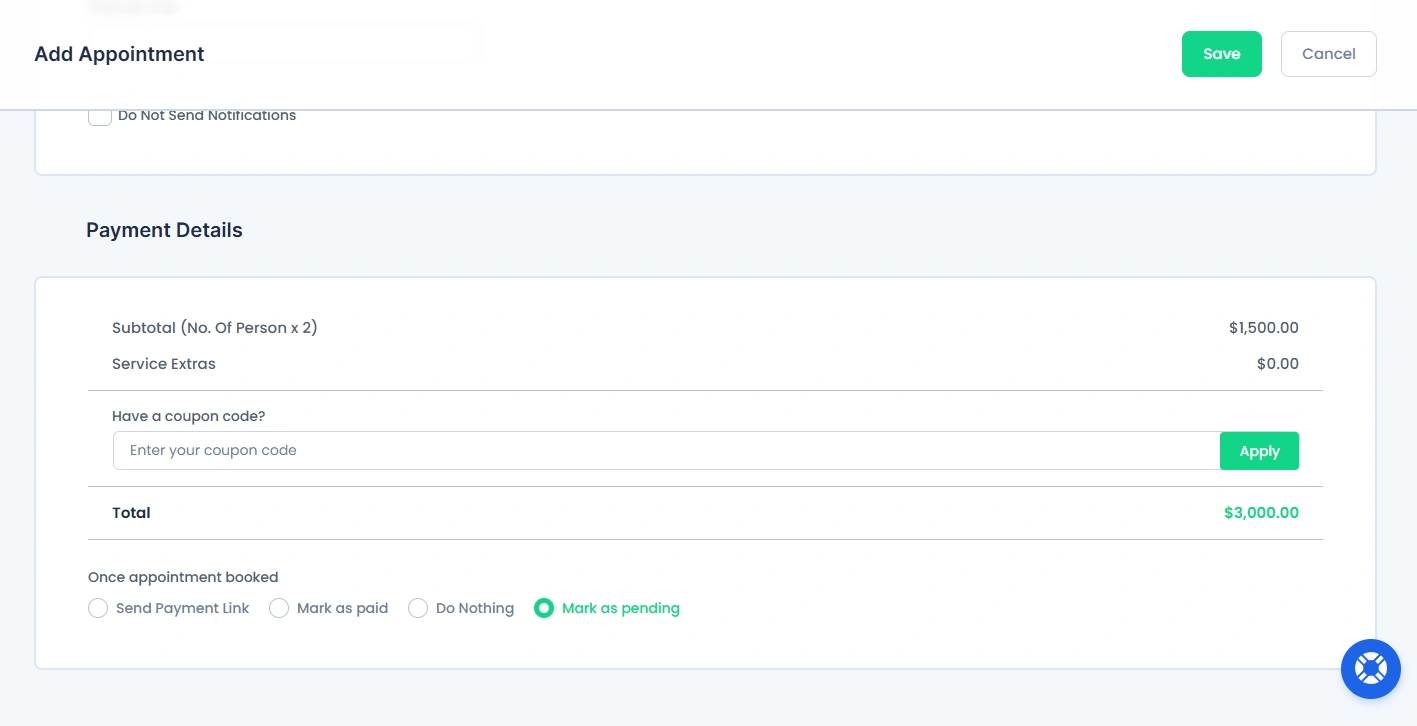 Payment Details Section
