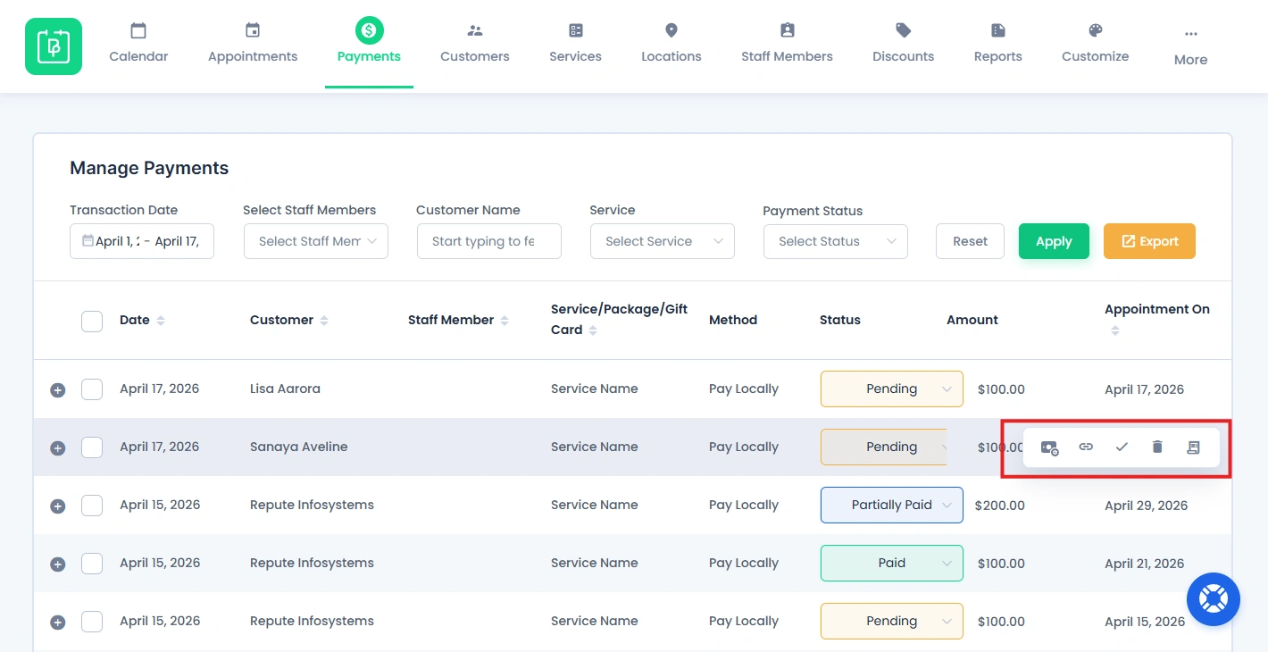 Payments Actions