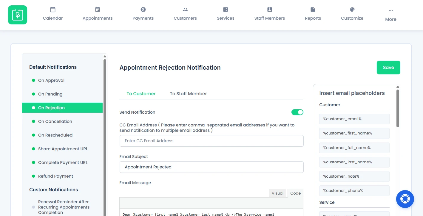 Appointment Rejection