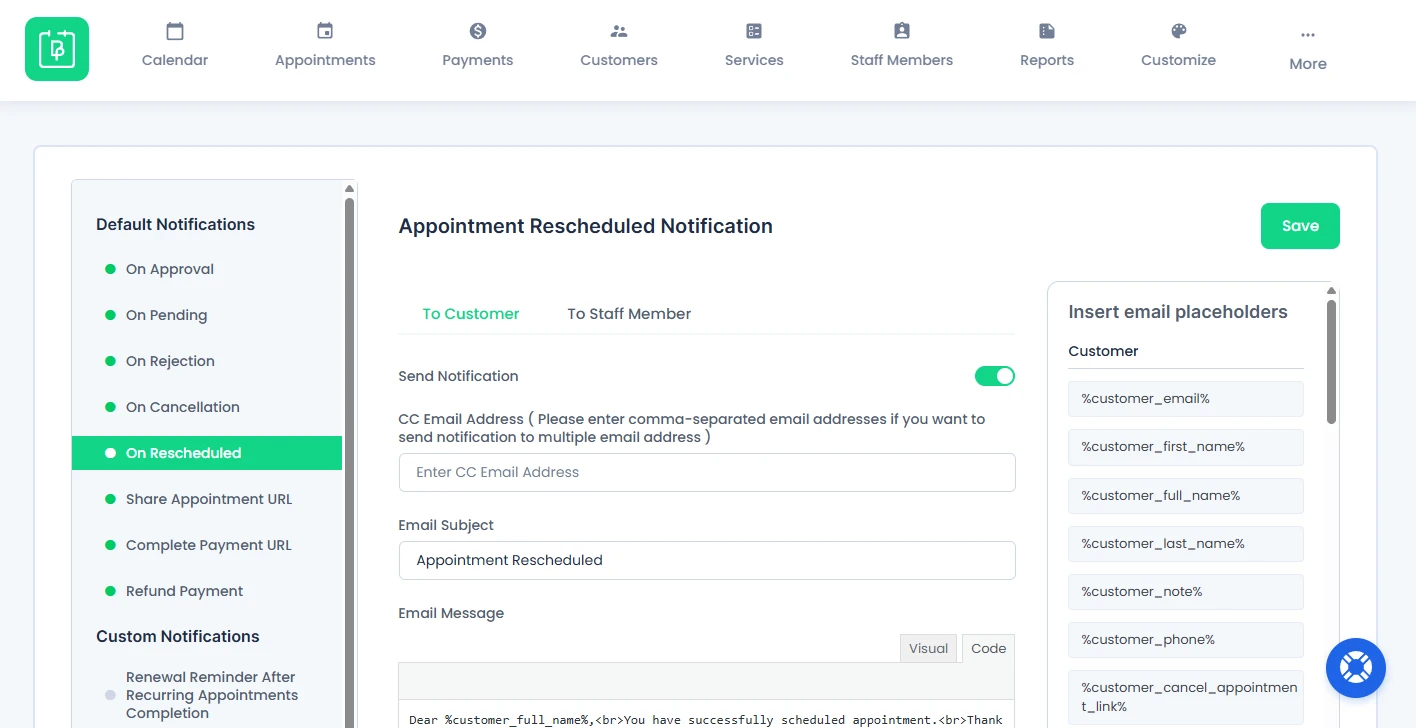 Appointment Reschedule