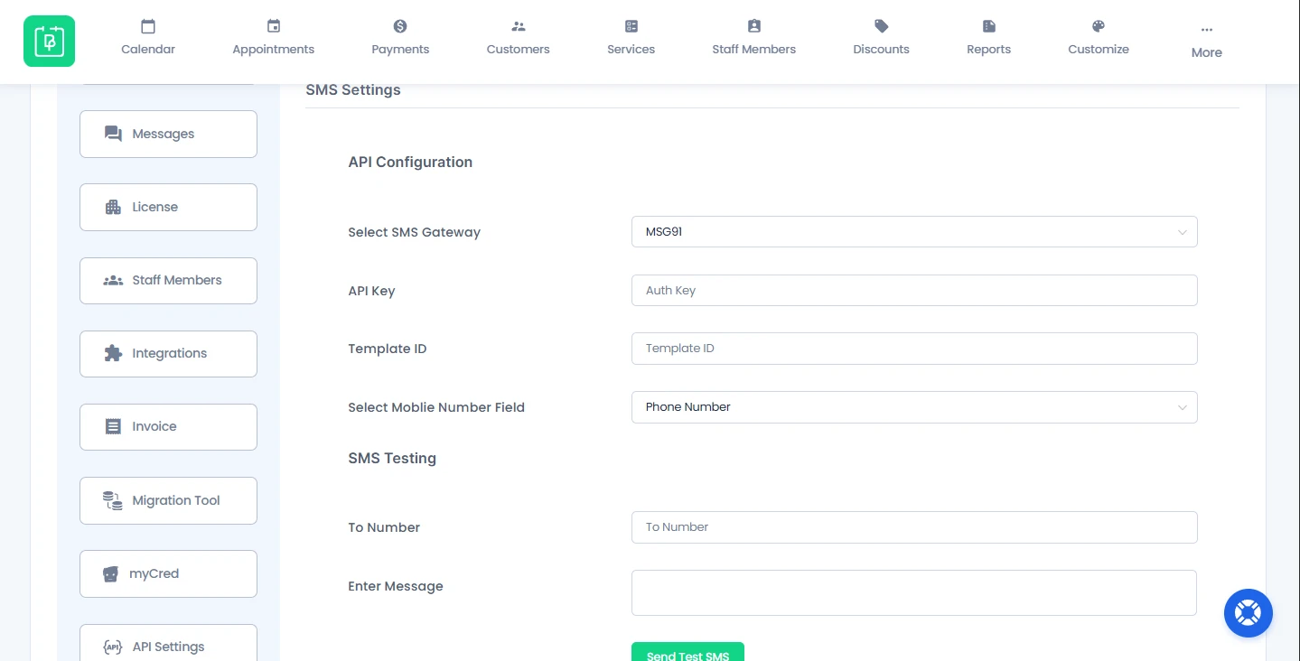 SMS Settings