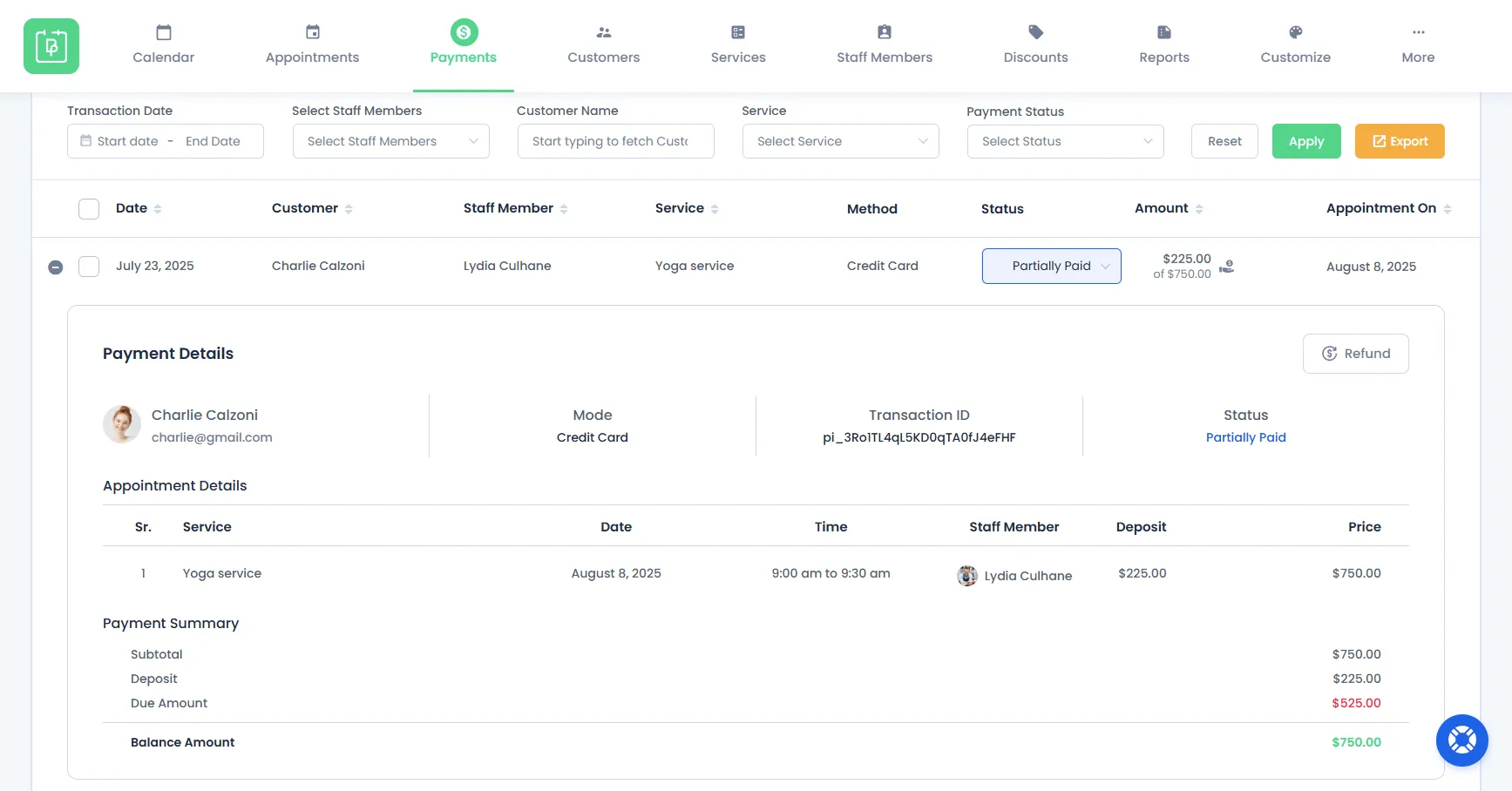 view payment details