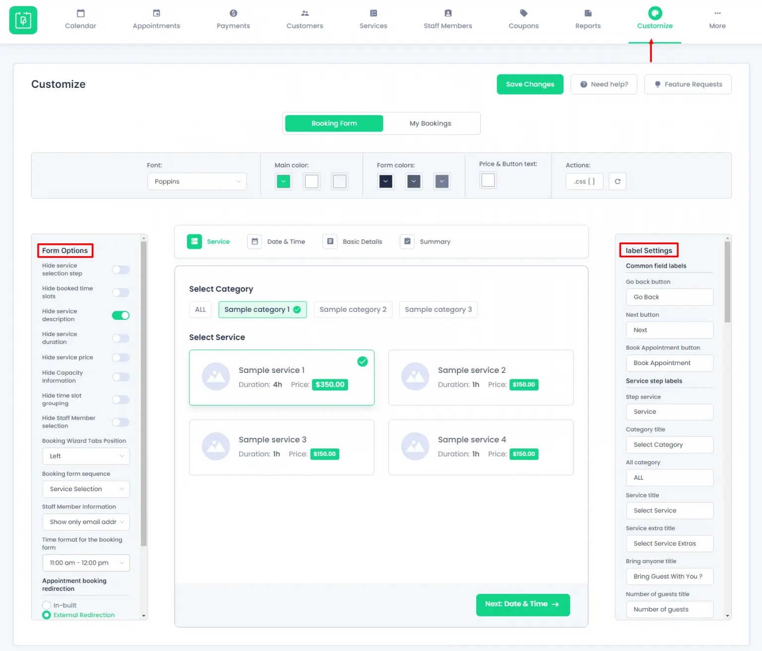 Customize Booking Form