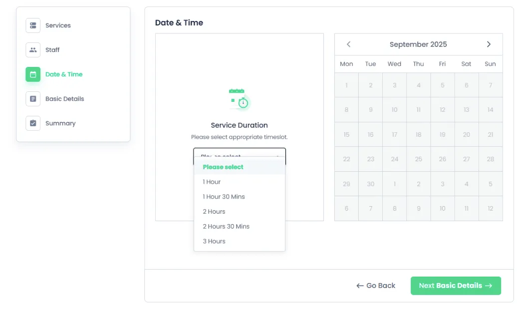 Custome Service Duration