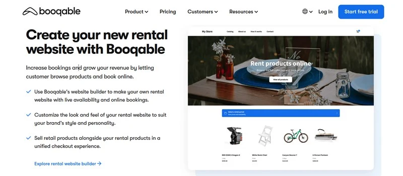 Booqable rental booking website