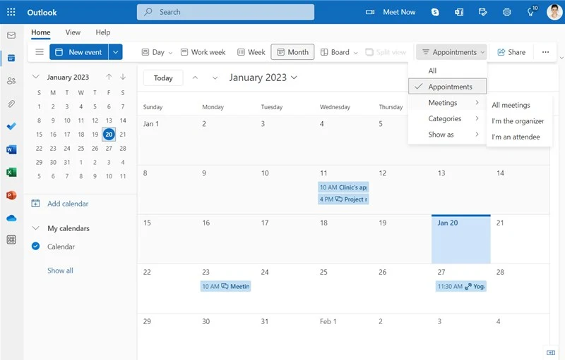 Send to invite others and schedule a meeting in Outlook