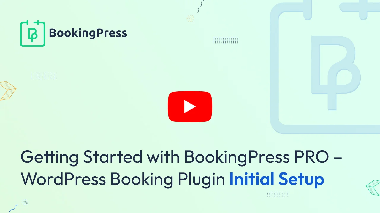 BookingPress initial setup