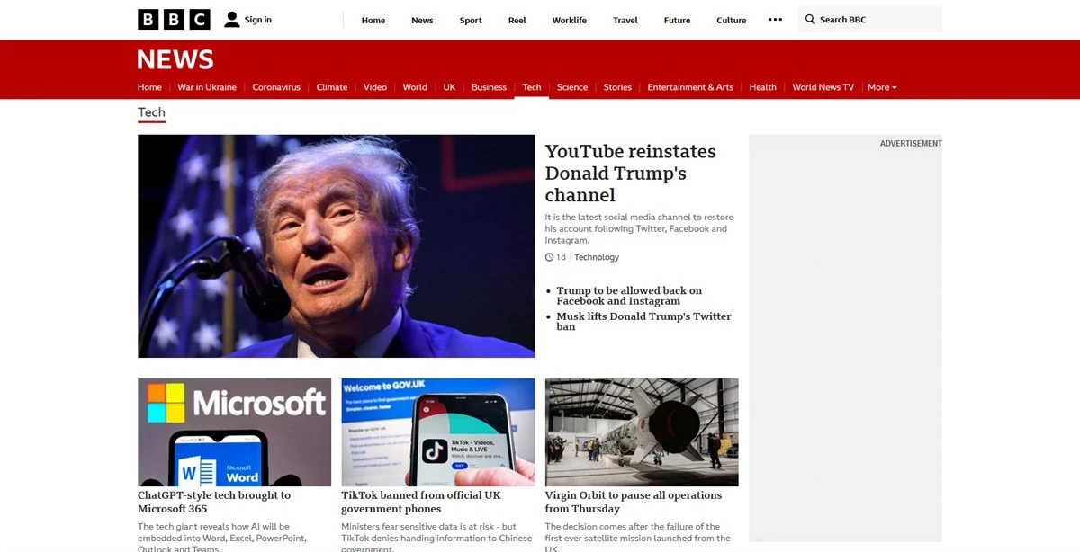 BBC News Technology Website