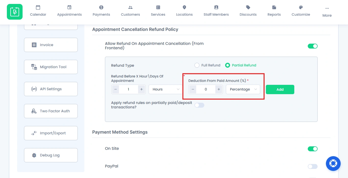 Refund Deduction Amount