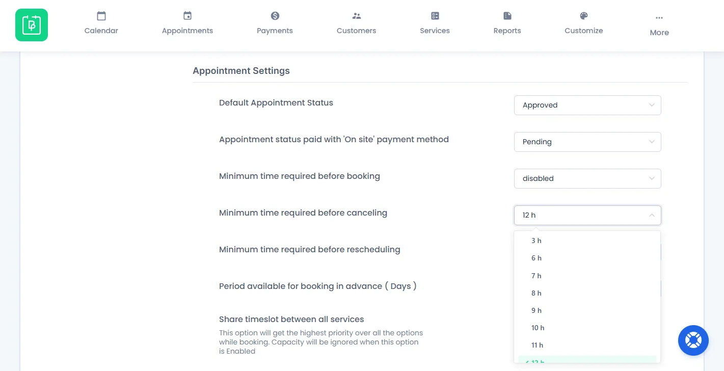 Appointment Settings