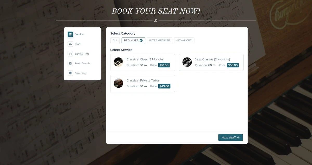 An example of the BookingPress scheduling software