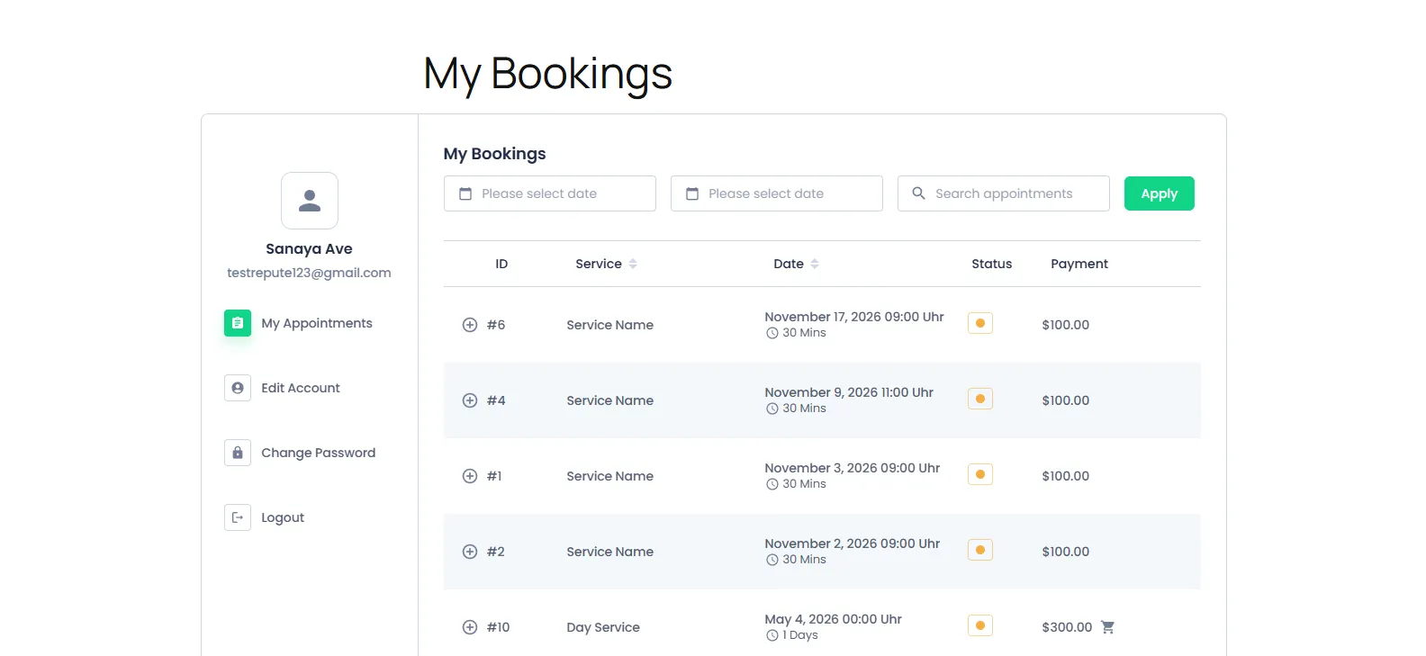 My Bookings