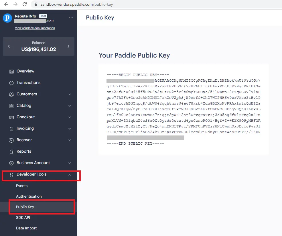 paddle public key