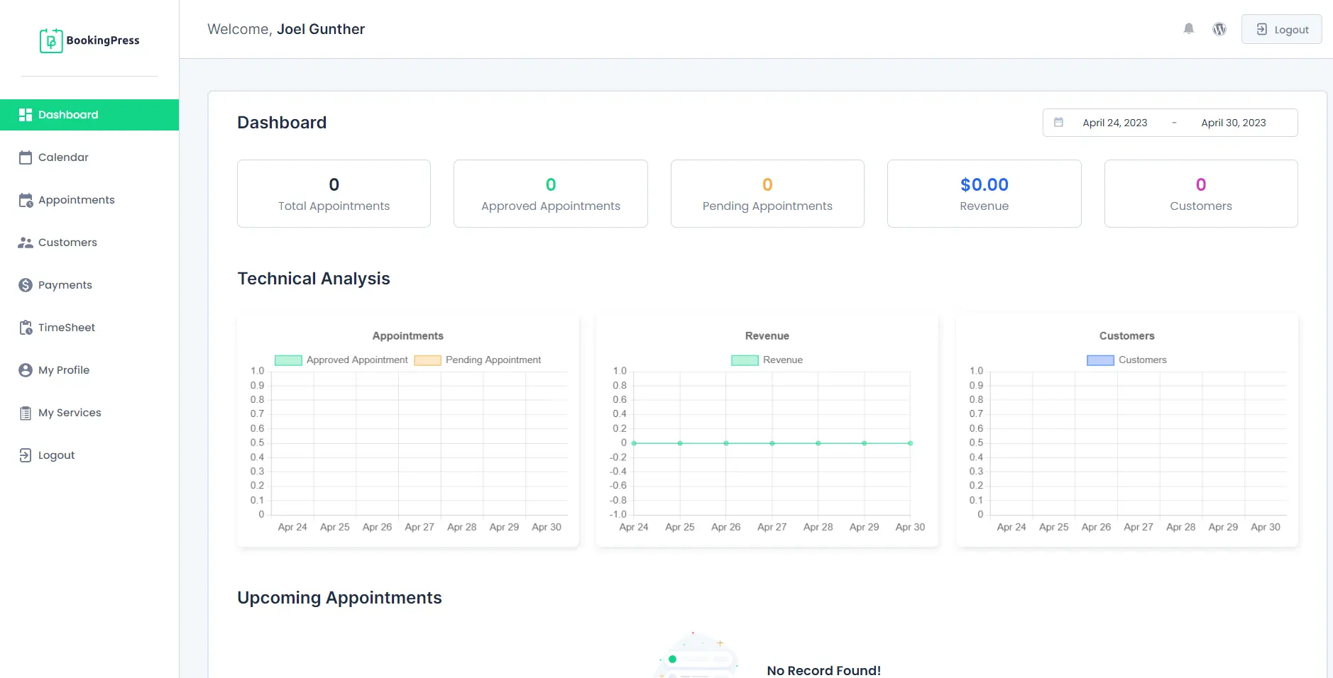 staff member dashboard