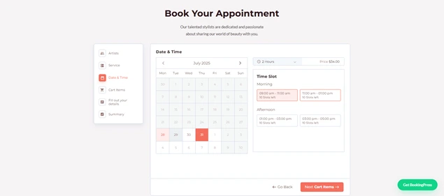 bookingpress booking calendar
