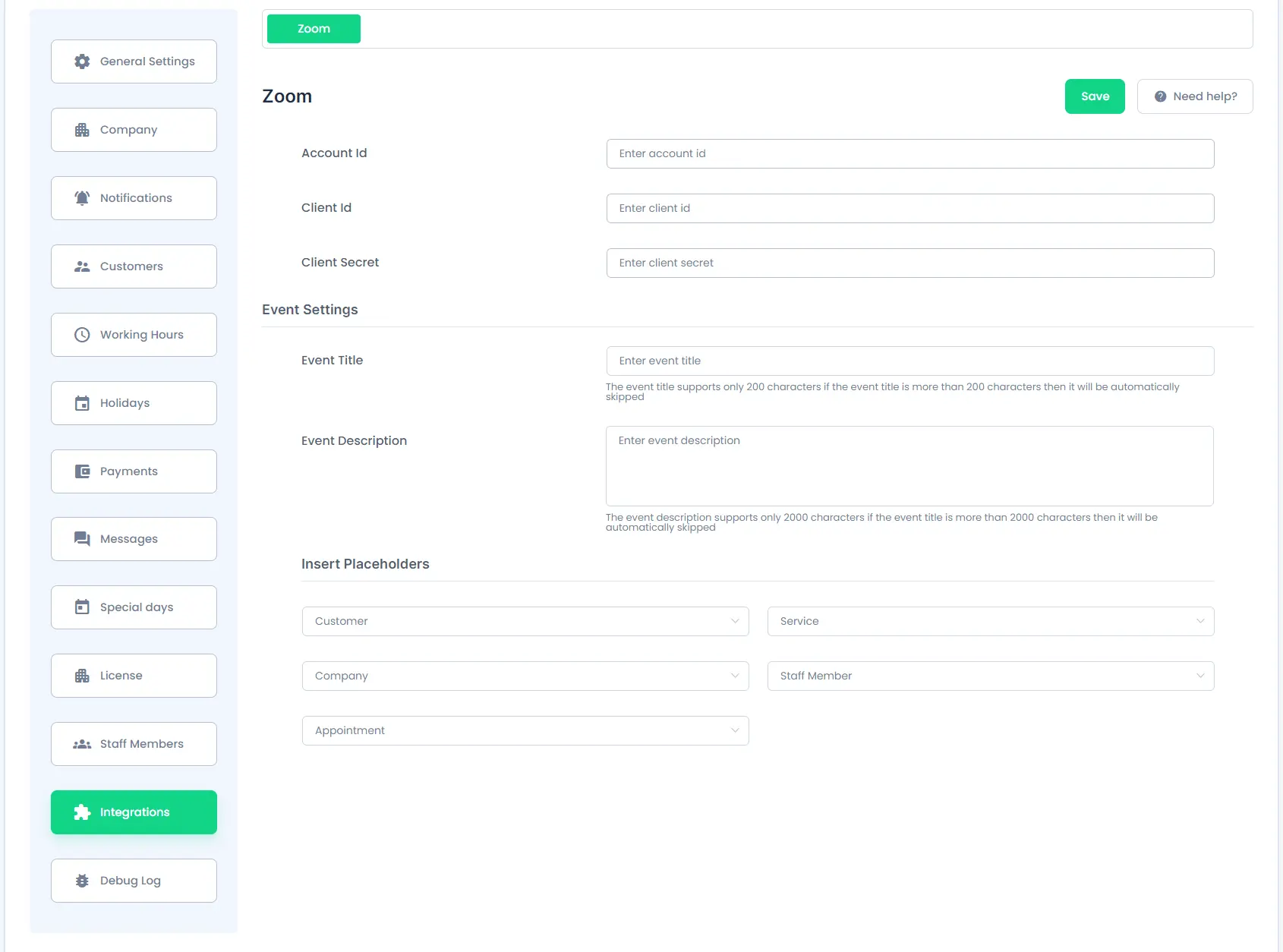 Zoom Integration Process