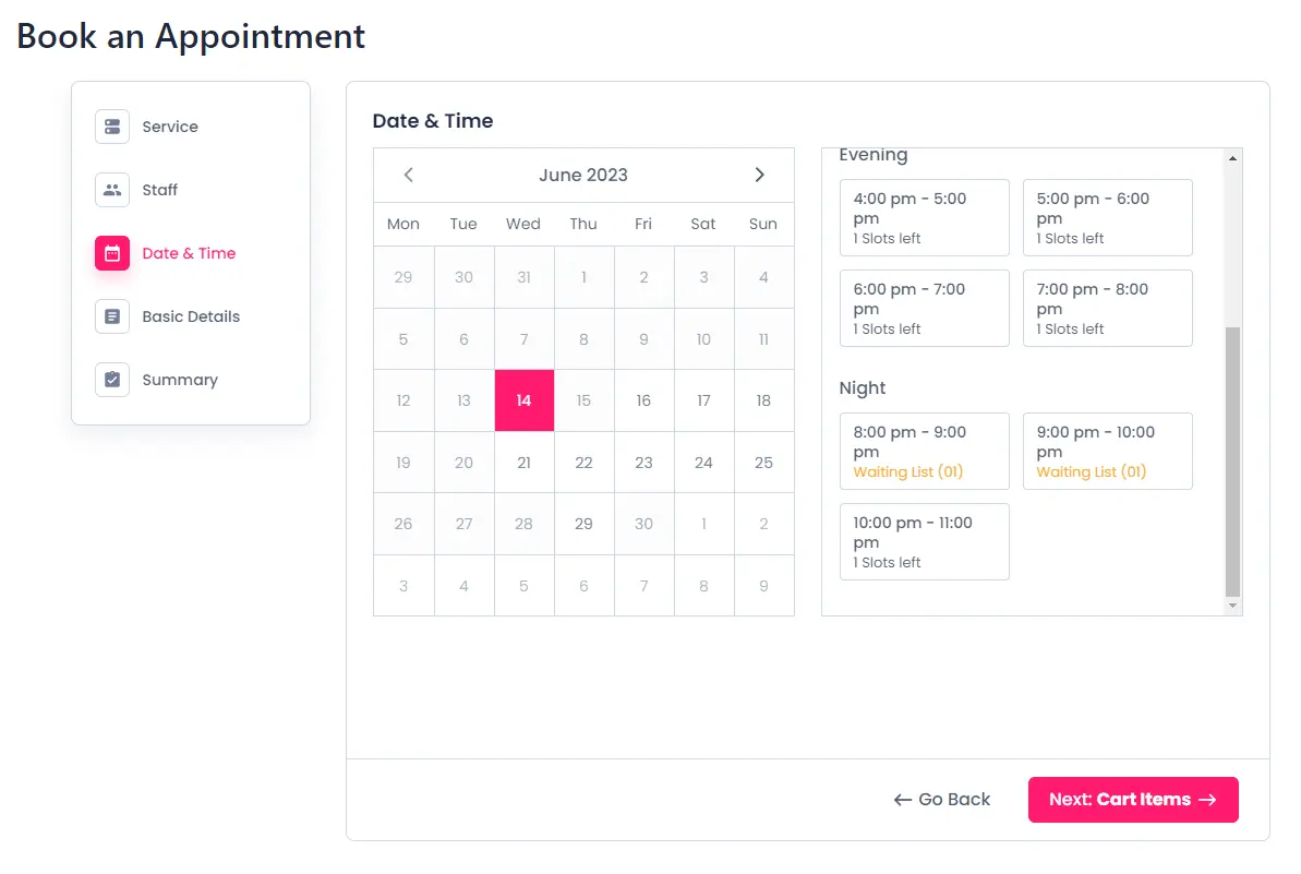 front-end waitlist view 