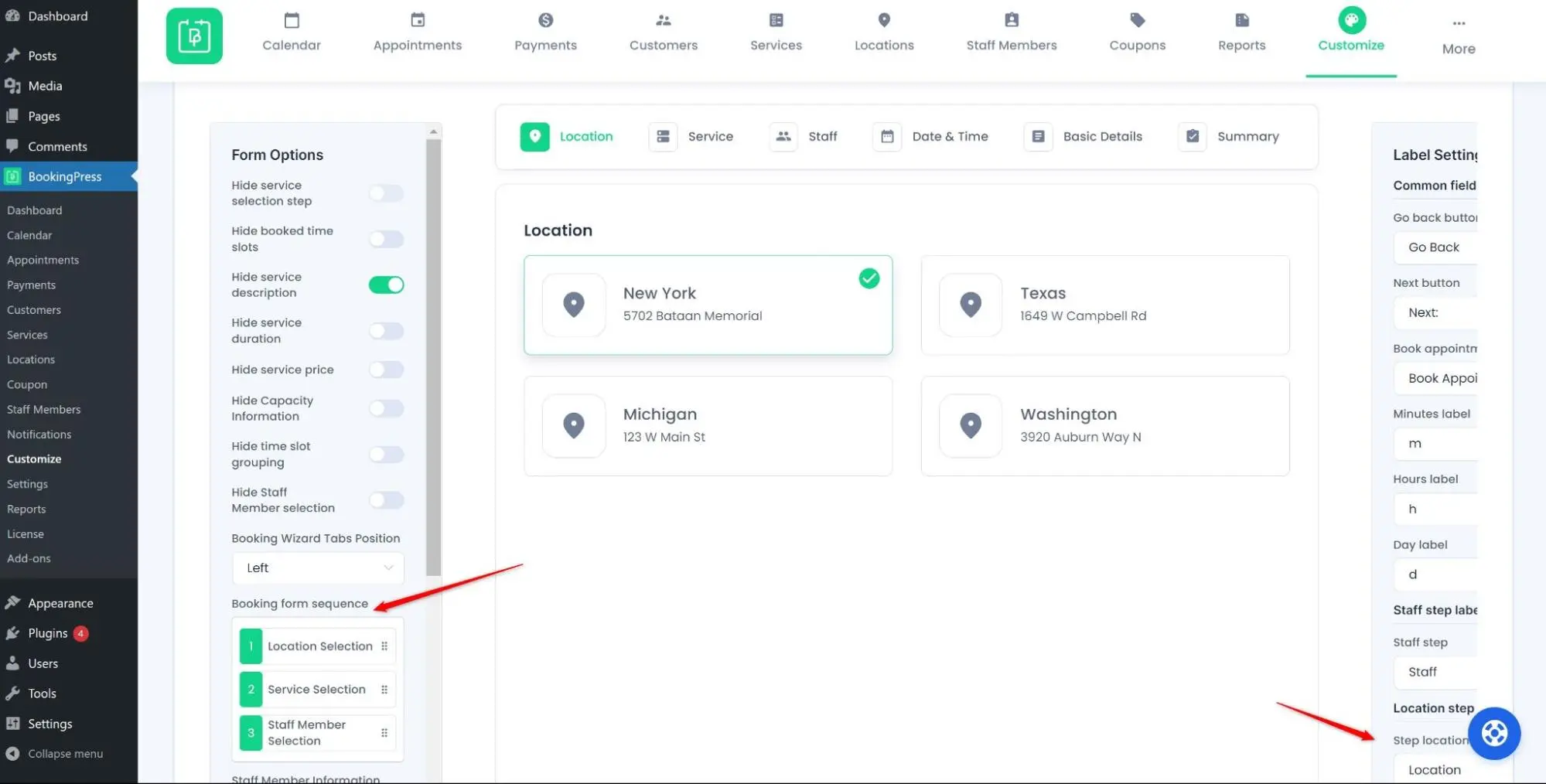 Customize Booking Form