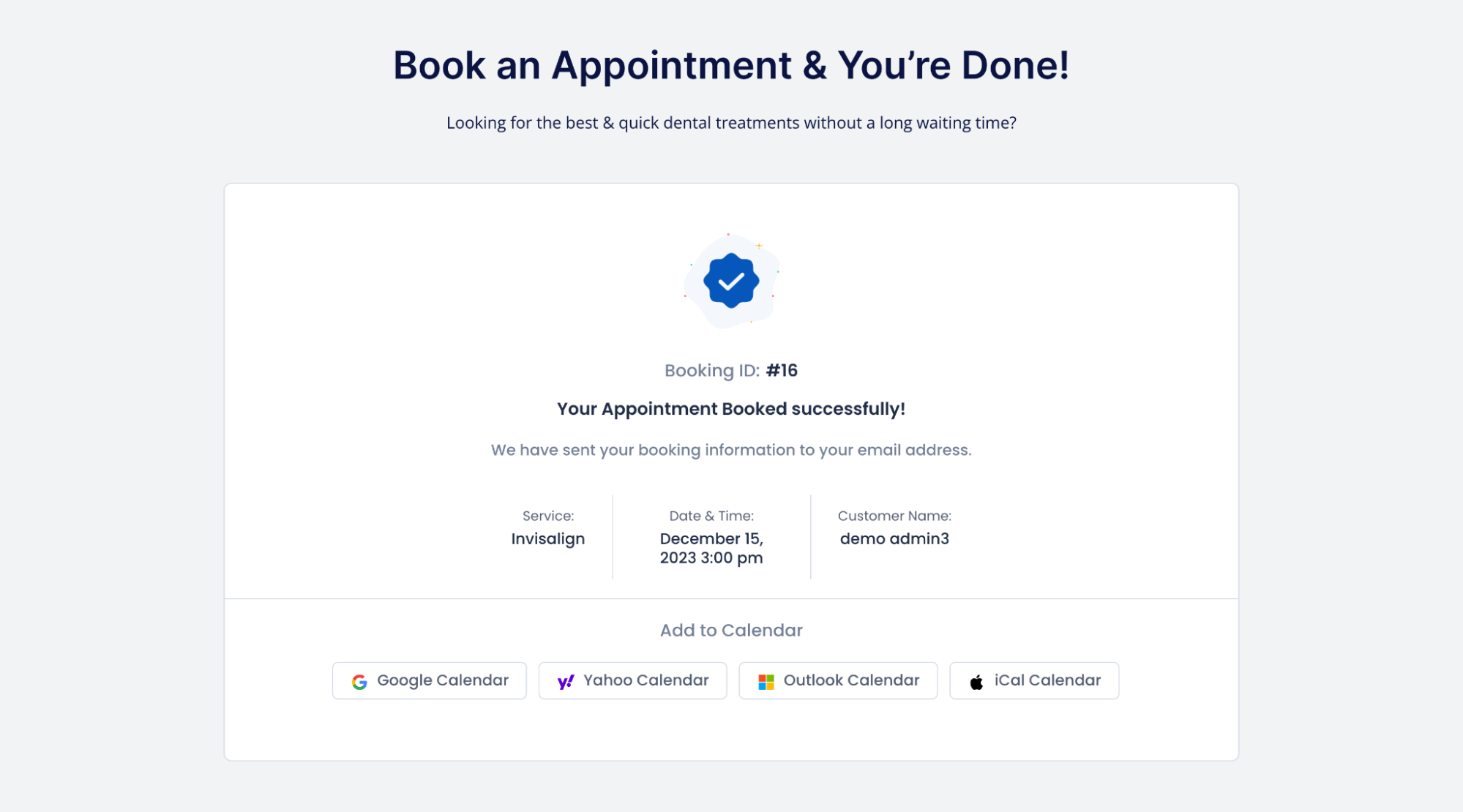 Appointment booked