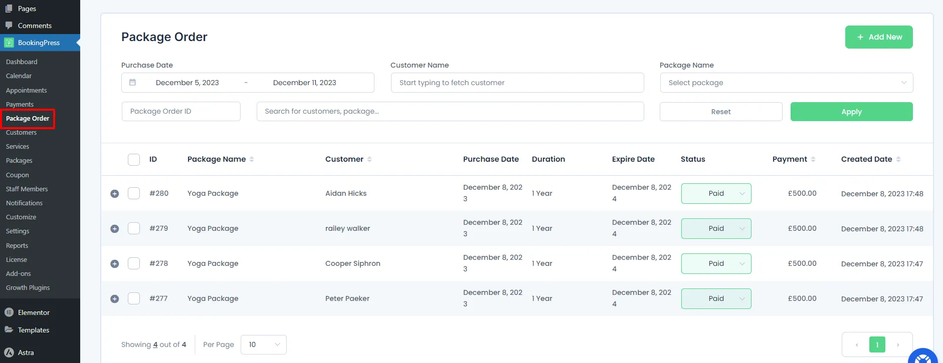 Manage Package Order