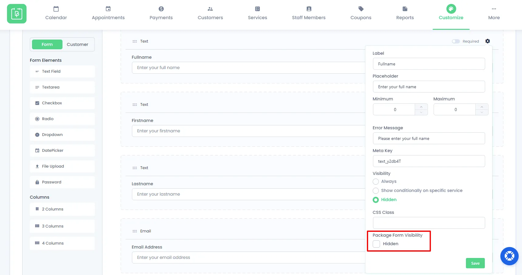 Package Custom Fields