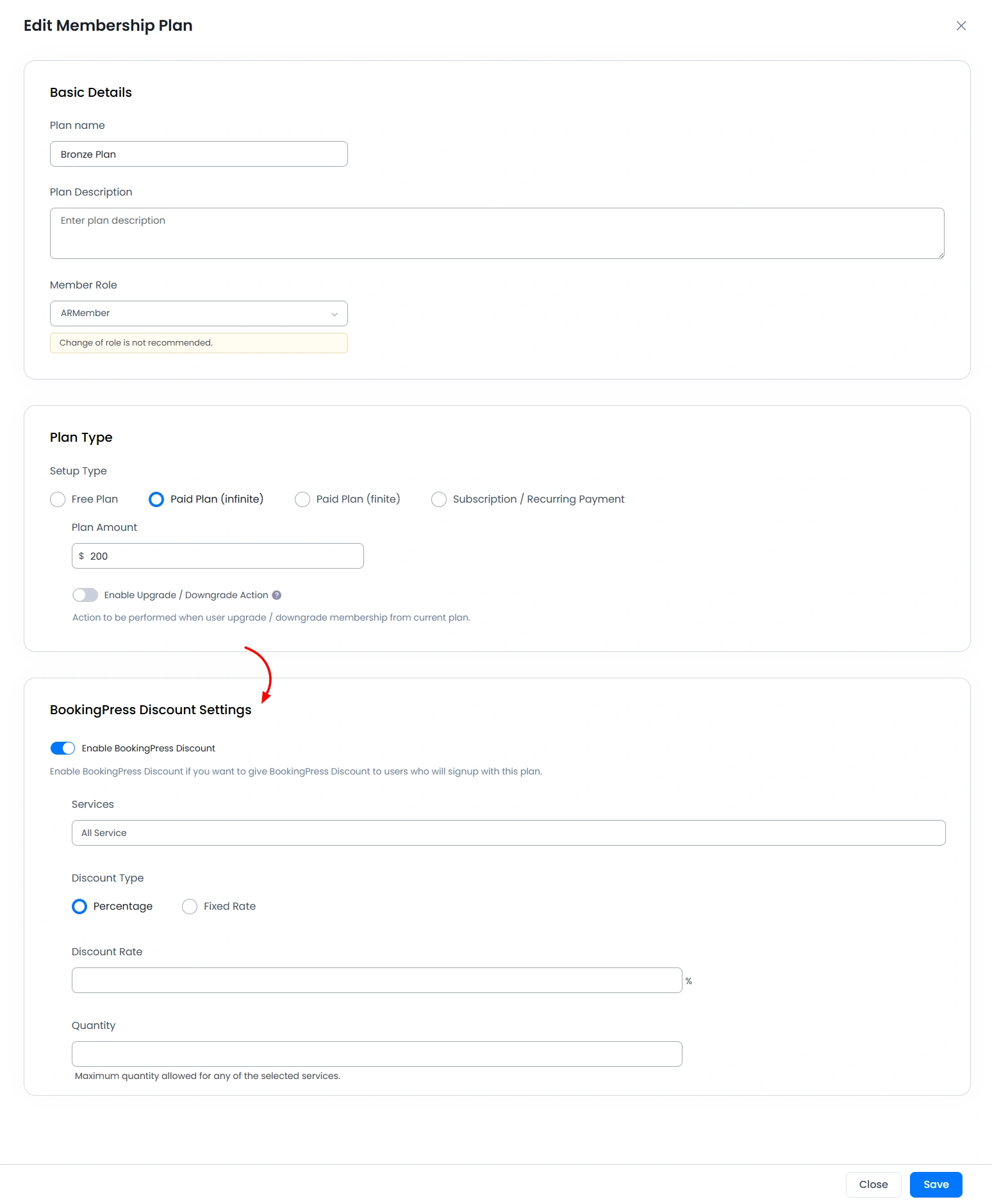 BookingPress Discount Settings