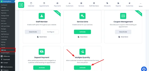 Add-ons page