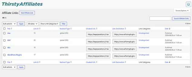 affiliate links monitoring