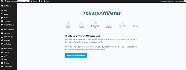 create thirstyaffiliates link